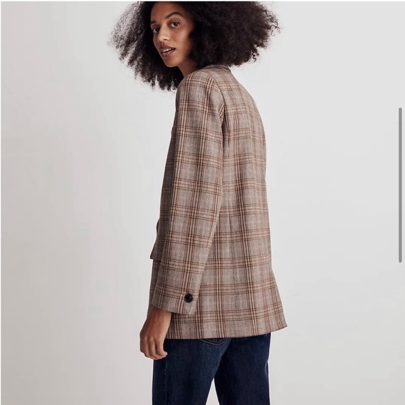 Madewell Caldwell Double-Breasted Oversized Blazer Plaid - Size Medium - Picture 3 of 11